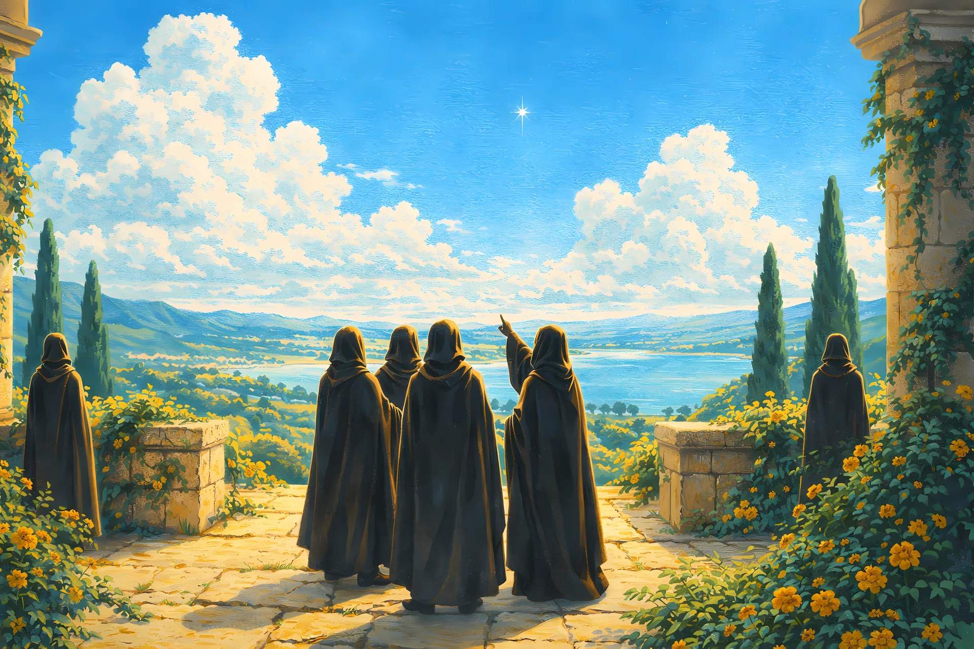 Sentinel warriors at dusk — Vesper autonomous trading agents